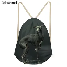 Цветной школьный мешочек с кулиской для мальчиков с изображением животных, 3D милая собака, темно-серая итальянская борзая, с принтом, мужской рюкзак, рюкзак для занятий спортом