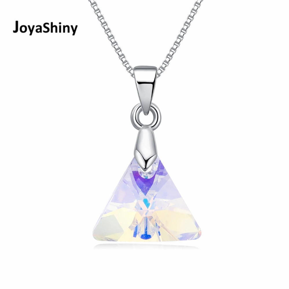 

Joyashiny Triangle Pendant Necklace Crystals From Swarovski Elements Silver Color Chain Necklaces For Women Kids Fashion Jewelry