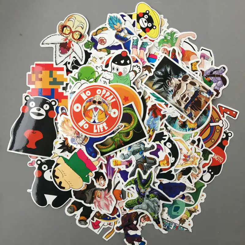 

Dragon ball z One Piece Mario Stickers Anime PVC Auto Motor Stickers Laptop Phones Car Decorative Refrigerator Adhesive Sticker