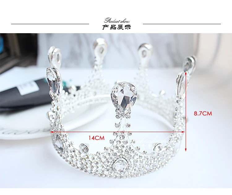 Europeu Diadema Caroque grandes coroas Rainha noiva диадемы со стразами de casamento Coroa tiara de cressorios