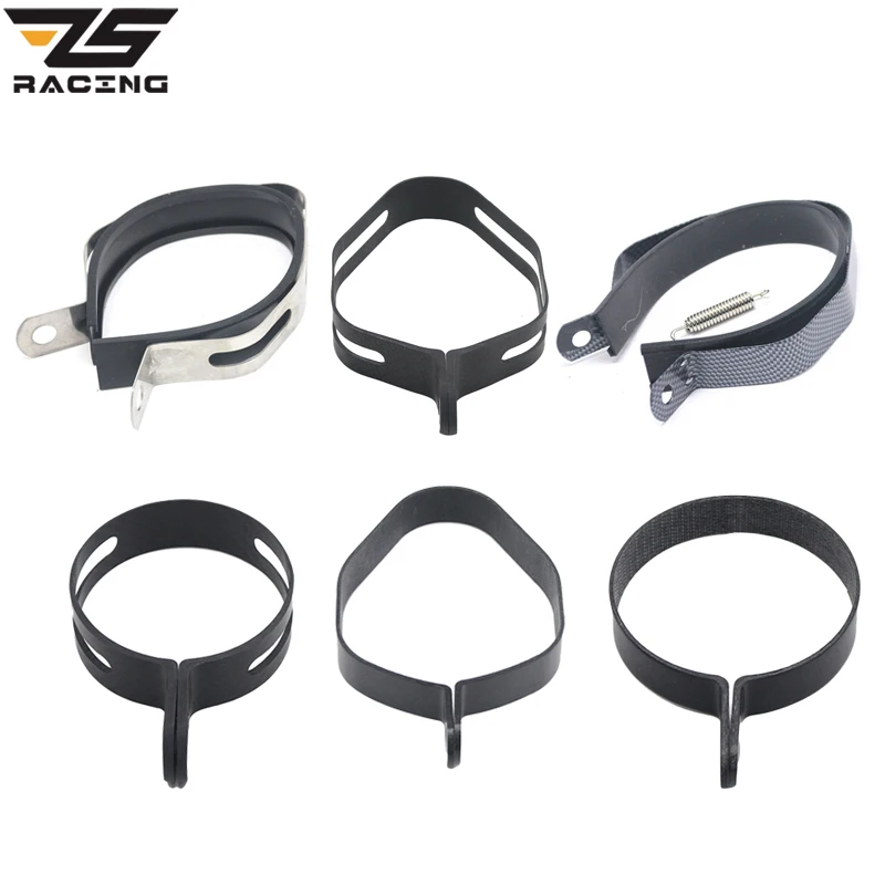 

ZS Racing 1pcs Carbon Fiber Stainless steel Holder Clamp Fixed Ring Support Bracket for Motorcycle Exhaust Pipe Muffler Escape