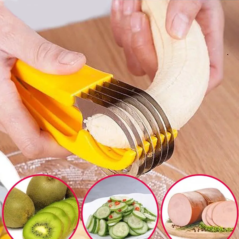 Banana trancheuse Cutter Easy Cut Cuisine Outil Fente Diviseur Fruit Chopper plastique