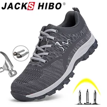 JACKSHIBO/Мужская Безопасная рабочая обувь; кроссовки; Рабочая обувь; ботинки; Защитные туфли со стальным носком; нескользящие защитные ботинки; рабочие ботинки
