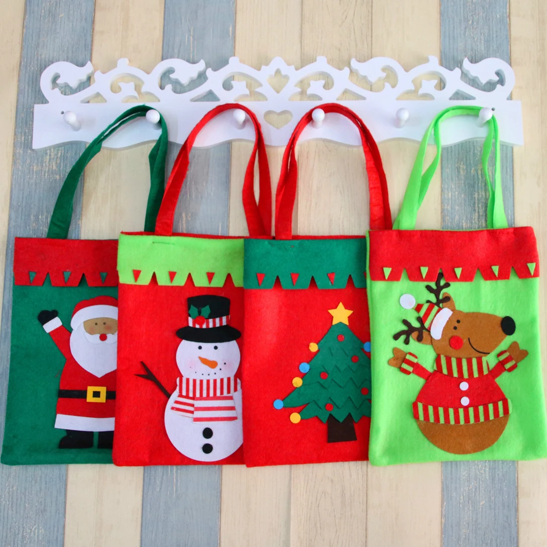 Top Sale Creative Christmas Gift Bag Tree Pattern Santa Claus Candy Bag