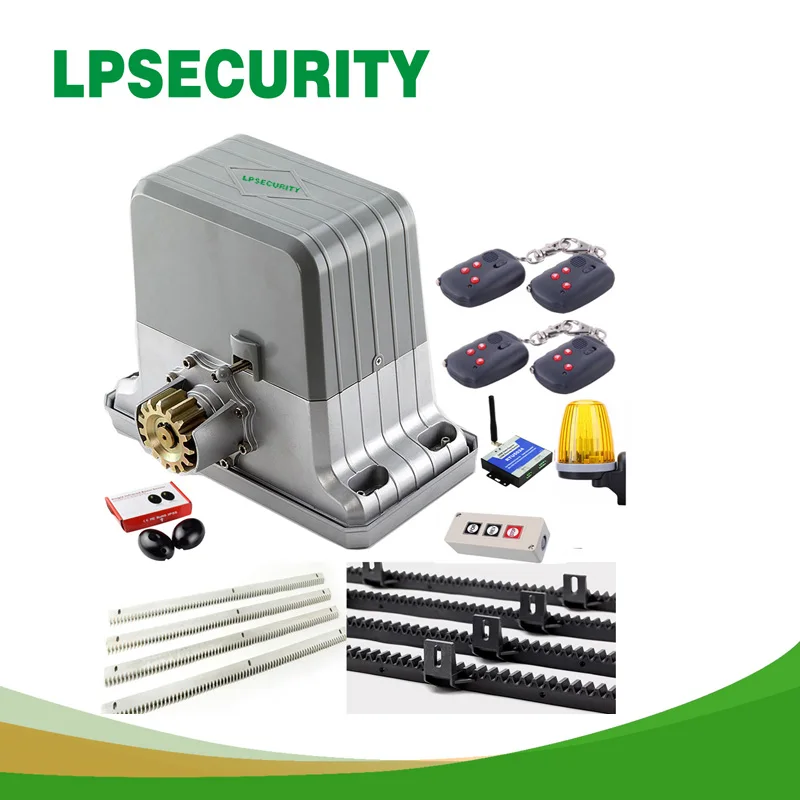heavy duty 1500kg 1800kg electrical automatic sliding gate door opener motor with 4 remote cotnrolls 8 racks 1 infrared sensor