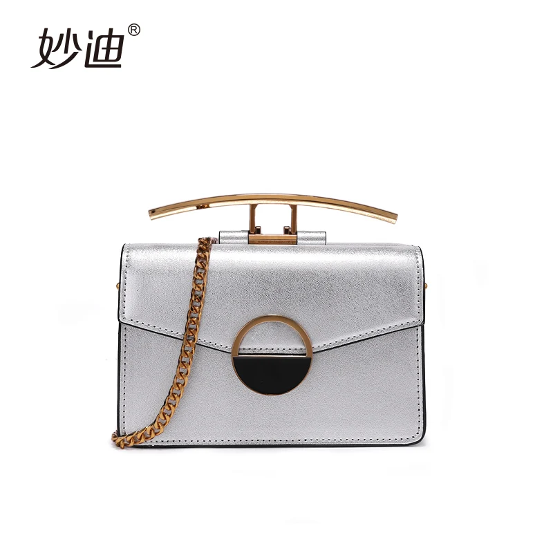 

MOOD high-end double-sided chain bag 2019 new style foreign style personalized niche design brand leather hand messenger bag