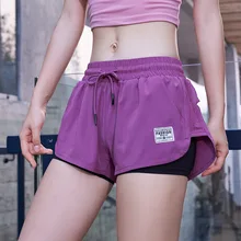 2 в 1 женские шорты для бега летние тренировочные спортивные шорты для фитнеса женские шорты для йоги спортивная одежда быстросохнущая s-xl