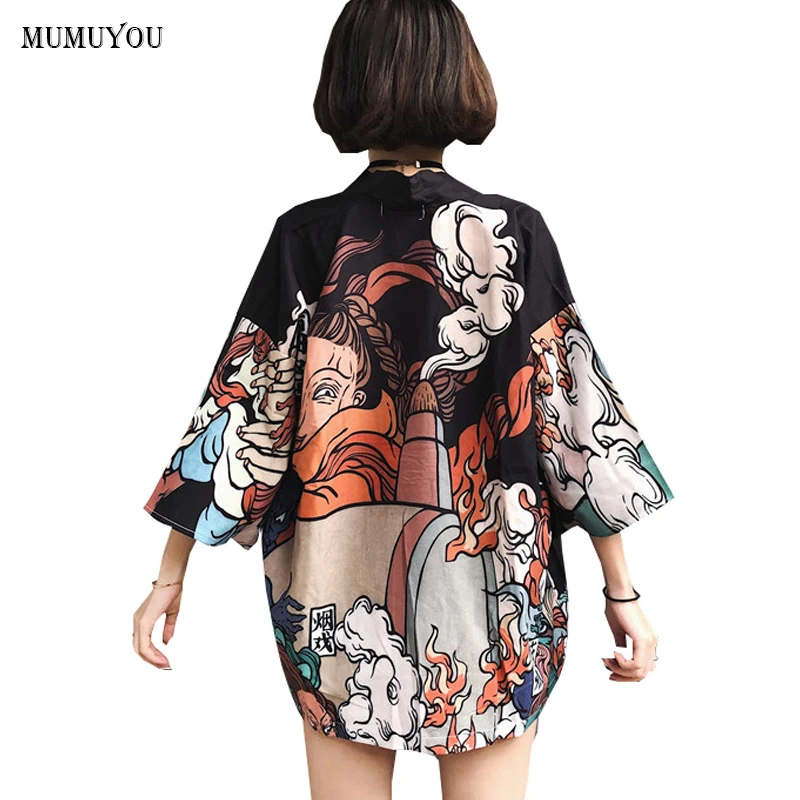 

Sun Protection Japan Style Coat Student Harajuku Women Summer Thin Jacket 3/4 Sleeve Loose Streetwear Tops Fashion 904-A502