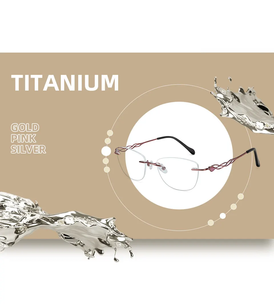 Titanium Glasses Frame Women Ultra Light Eyeglasses Classic Luxury Design MyopiaGlasses Prescription Eyewear New (3)