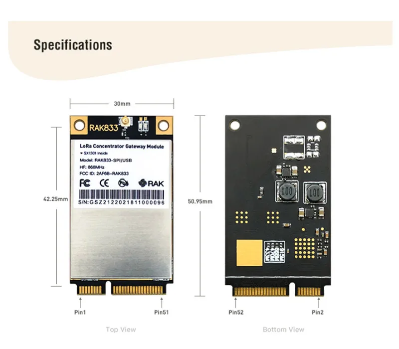 Промышленный мини PCIe LoRa концентратор шлюз модуль с SX1301 и FT2232H Чип поддержка SPI USB RAK833 IOT модуль Q075