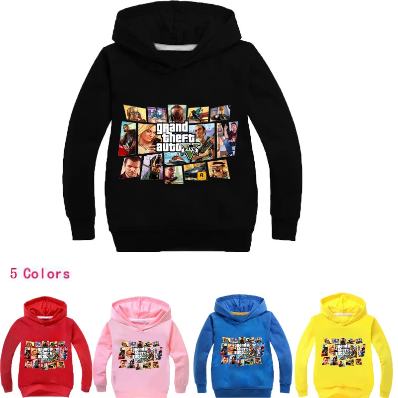 Коллекция года, толстовки с капюшоном для детей возрастом от 2 до 16 лет с изображением игры Gta детская одежда верхняя одежда и пальто для девочек свитер для мальчиков с изображением Grand Theft Auto Gta V 5