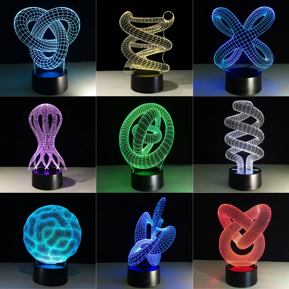 Абстрактный круг Любовь Узел Bulbing 3D светодиодный светильник голограмма Иллюзия 7 цветов Изменение декора лампы Лучший ночной светильник подарок Прямая поставка