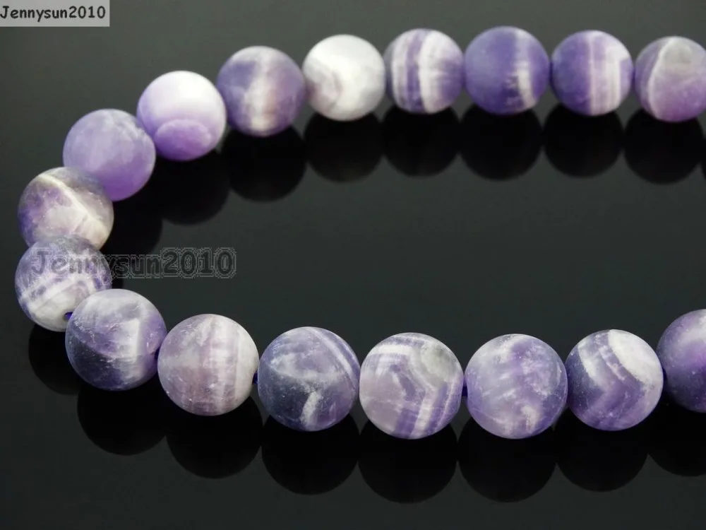 

Natural Matte Ame-thyst 12mm Frosted Gems stones Round Ball Loose Spacer Beads 15'' 5 Strands/ Pack