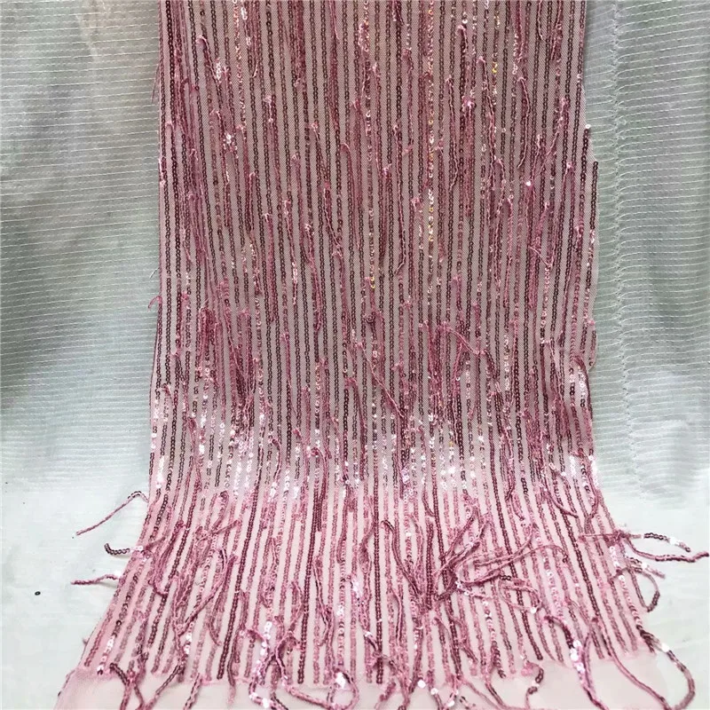 

tulle with sequins 5yard/lot 2019 sequins latest sequin fabric for sewing dress high quality african lace fabric pink