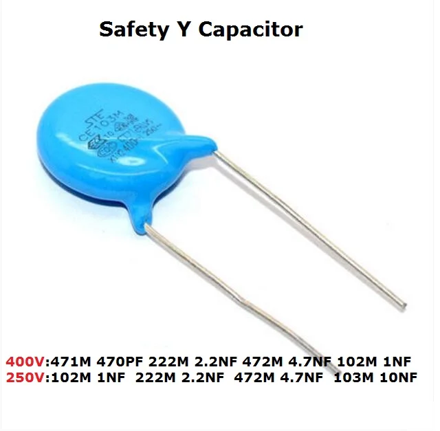 20 шт. предохранительный конденсатор Y 470PF 1000PF 1NF 2.2NF 4.7NF 10NF 0 001 мкФ 0022 0047 470P 250VAC 400VAC 102M