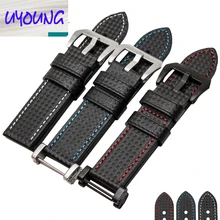 24mm High quality Genuine leather Watch Strap Carbon fiber grain for SUUNTO CORE ESSENTIAL free shipping