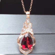 Кулон ожерелья из граната натуральный настоящий гранат серебро 925 пробы 3.5ct драгоценный камень ювелирные изделия# T18103112
