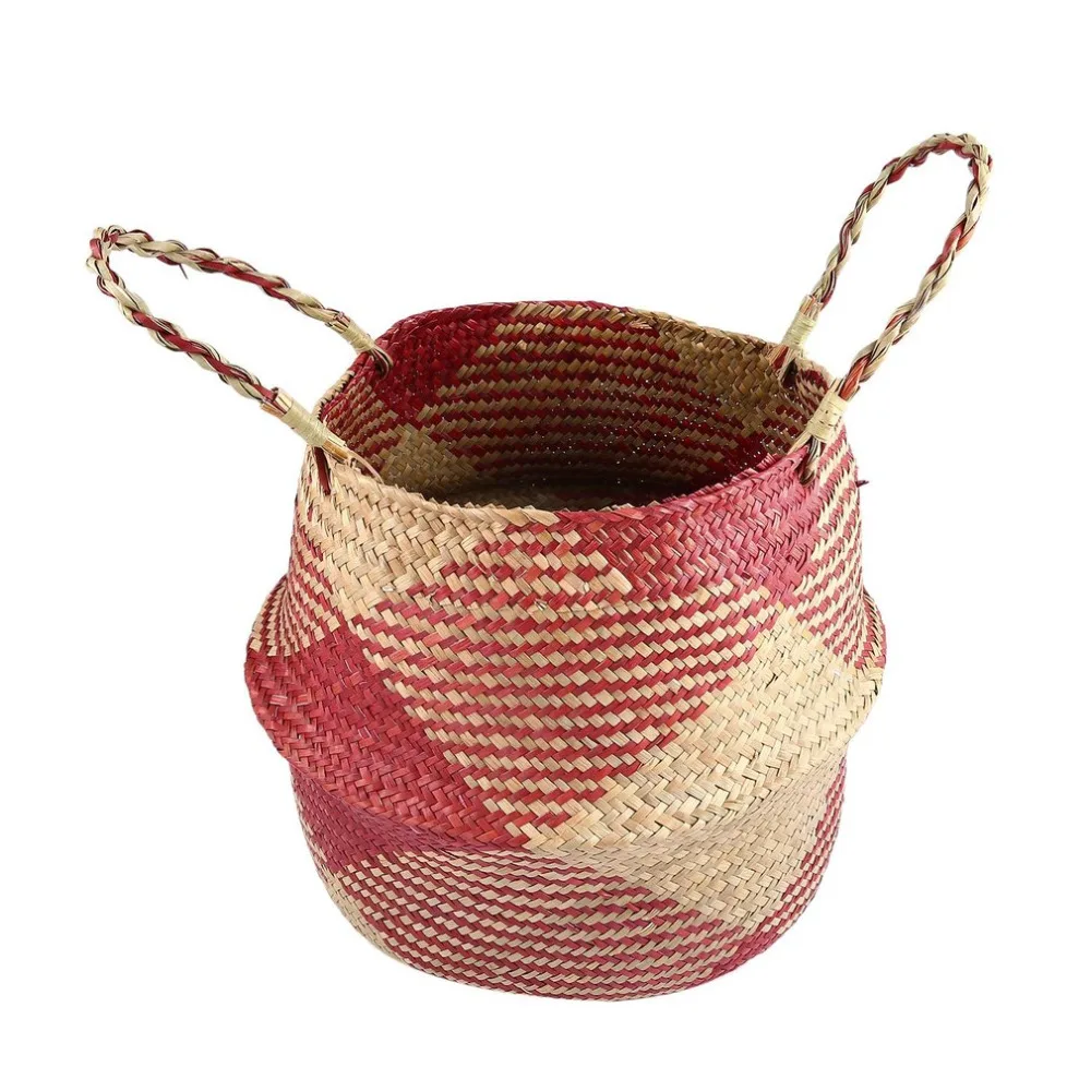 S/M/L/XL Seagrass Wickerwork Basket Rattan Foldable Hanging Flower Pot