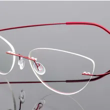 Титановые очки для чтения без оправы кошачий глаз, ультра-светильник, женские очки для чтения без оправы из сплава, очки для дальнозоркости+ 50+ 100 до+ 600