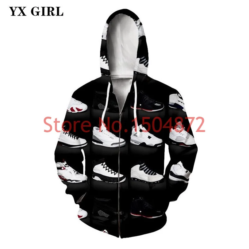 

Dropshipping Jordan Shoes 3d Printed Hoodie Mens Zipper Hoodies Classic Shoe Zip Up Pullover Men Autumn Tracksuit Tops