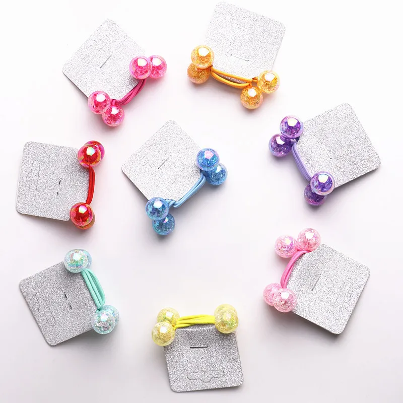 2pcs Cute Colourful Blasting Bead Princess Headwear Kids Elastic Hair 