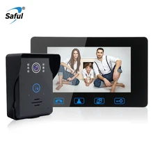 Saful 7 ”Com Fio de Telefone Video Da Porta Vídeo Porteiro tecla de Toque À Prova D’ Água com Visão Noturna Para Casa de segurança campainha da porta sistema