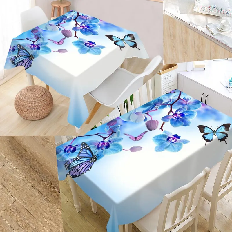 

Custom Flower and Butterfly Table Cloth Oxford Rectangular Waterproof Oilproof Table Cover Wedding Tablecloth &L035SJ