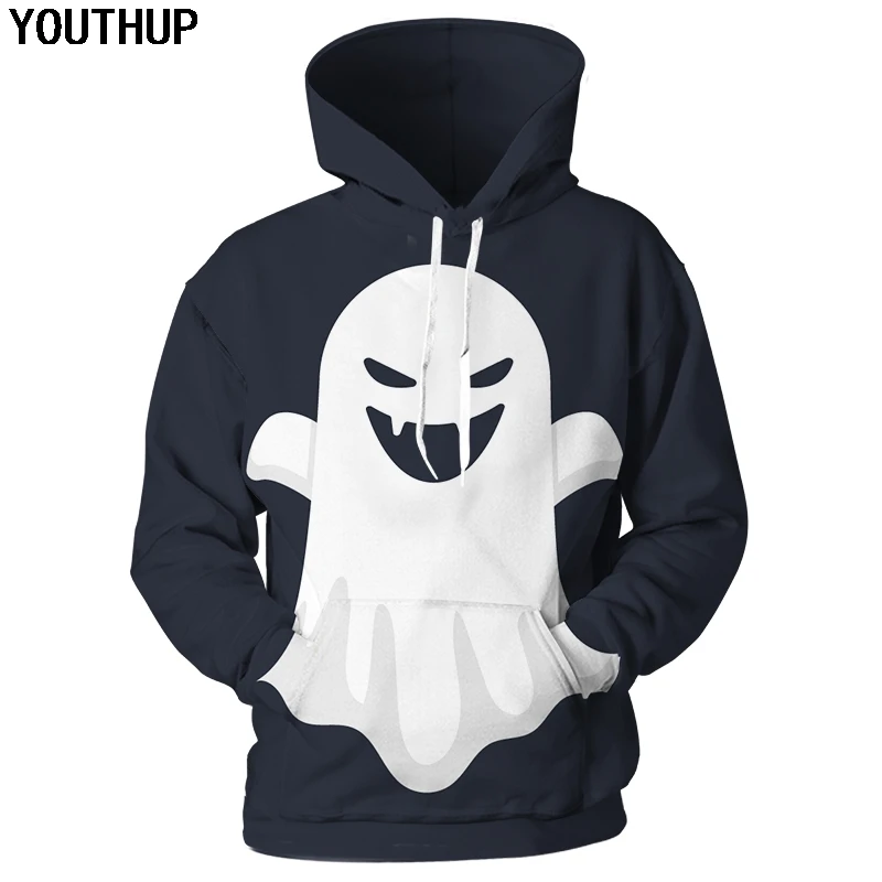 YOUTHUP 2018 Cartoon Ghost Hoodies Men/Women Hooded Hoodies 3d Print
