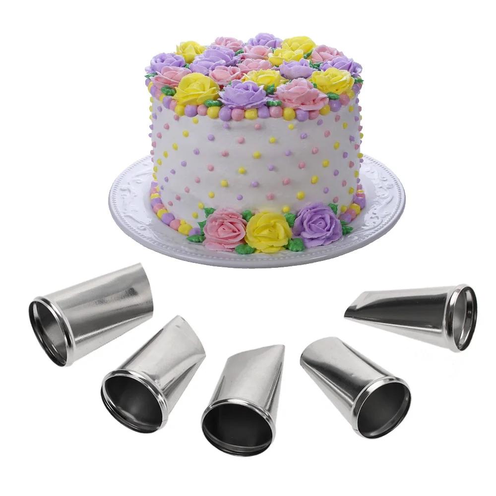 

5 Pcs/Set Flower Rose Icing Piping Nozzles DIY Cream Petal Pastry Cake Decorating Tips Stainless Steel