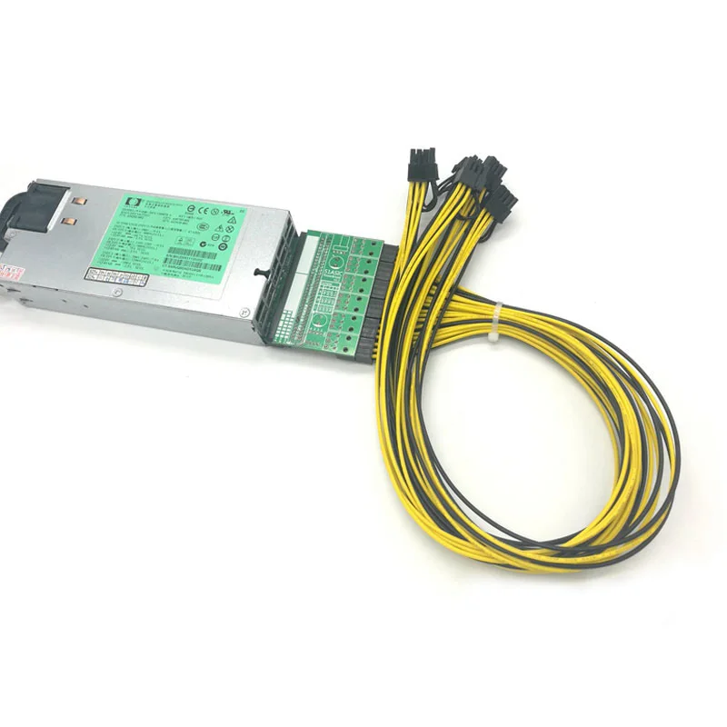 GPU Mining Power Supply Kit - 1200W PSU, Breakout Board, 6pcs PCIe 6Pin Cables