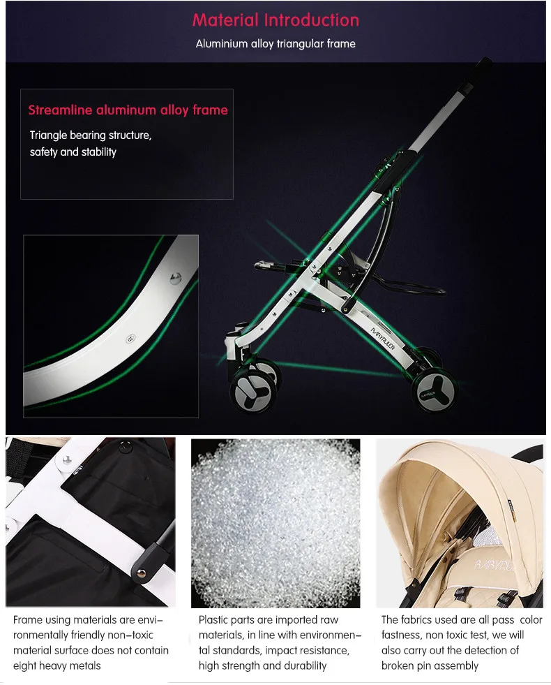 Детская коляска babyruler, ультра-светильник, переносная, четыре колеса, амортизаторы, детский летний складной зонт, тележка