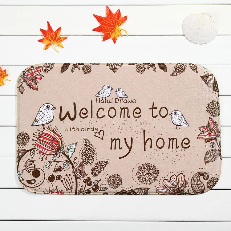 

New Cute Owls Print Welcome Mats Outdoor Indoor Festive Decor Doormat Happy Gifts High Quality Coral Fleece Carpets Rugs 40*60cm