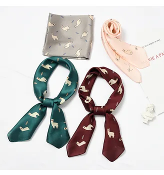 

Spring summer silk scarf for women fashion wild Animal print small square scarf hair handkerchief bandana women decoration bag