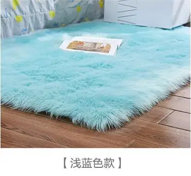 Искусственный шерстяной ковер прямоугольник/квадратный гарнир искусственный коврик подушка для сиденья Обычная кожа мех простые пушистые коврики моющиеся домашний текстиль - Цвет: Light Blue