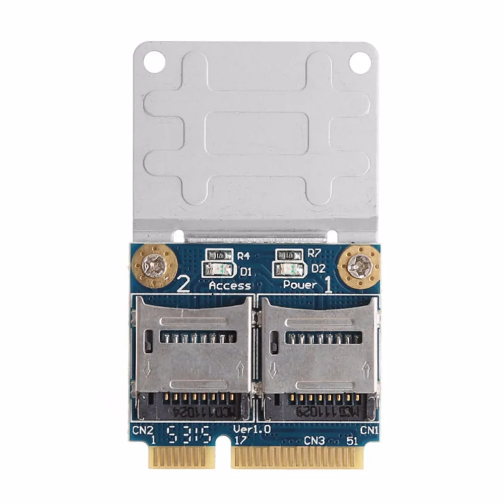 

Dual TF Micro SD Card to Mini PCI-E Express + half Bracket Memory Reader Adapter #233509