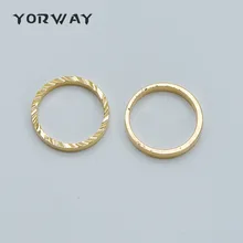 10 шт./лот Золотое круглое соединение для подвески-шарма 15 мм, настоящее позолоченное латунное кольцо петли, геометрический обод кольцо соединитель Подвески(GB-351
