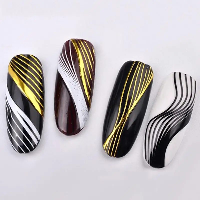 مسمار الفن ملصقات الليزر الذهب معدن شريط خط الشريط ذاتية اللصق نقل رقائق الشارات DIY نصائح مانيكير الديكور دروبشيب