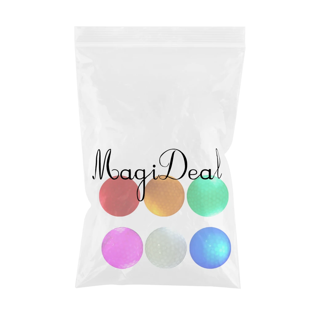 6 Pieces Glow In Dark LED Light Up Golf Ball Official Size Tournament Ball Multi Color Training Golf Practice Balls Gifts
