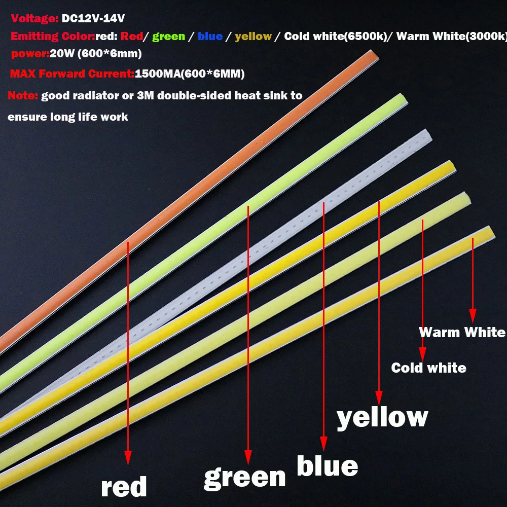 10 шт. 12 В COB светодиодный тонкий полосы 600 мм* 6 мм Гибкая полоса бар светильник s красный теплый белый для 60 см открытый внутренний светильник cob светодиодный