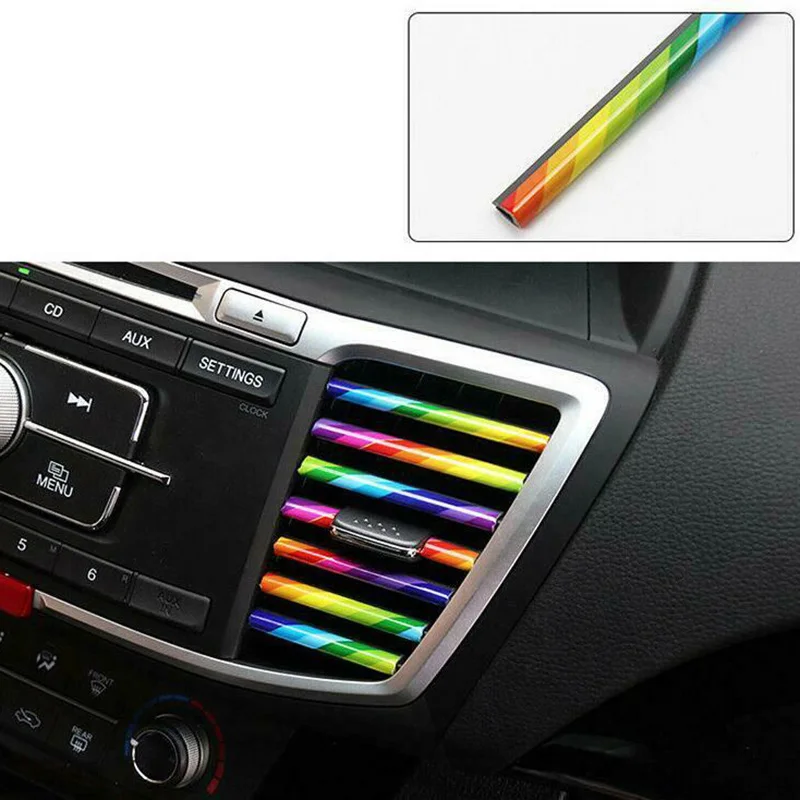 

10x PVC 20cm Car Auto Air Conditioner Outlet Vent Decorative Trim Strips Kit New