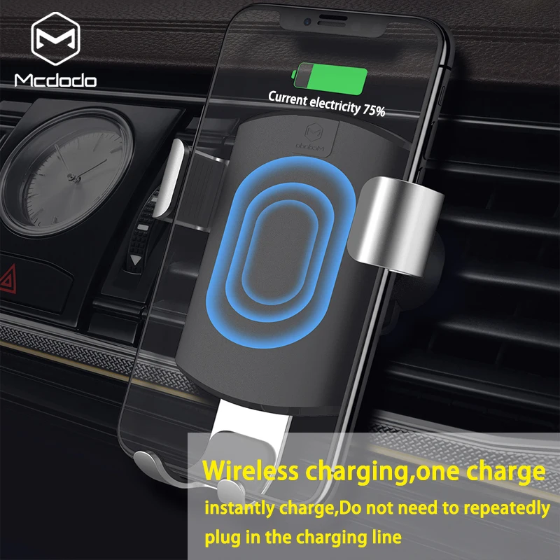 Mcdodo Car Qi Wireless Charger for iPhone XR XS Max 8 Gravity Holder Fast Wireless Charging Air Vent Mount for Car Phone Charger