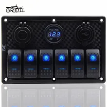 12V 24V Waterproof 6 Gang Blue LED Rocker Switch Panel Circuit Breaker Dual USB Port Toggle Control Switch RV Car Boat Marine 12V 24V Waterproof 6 Gang Blue LED Rocker Switch Panel Circuit Breaker Dual USB Port Toggle Control Switch RV Car Boat Marine