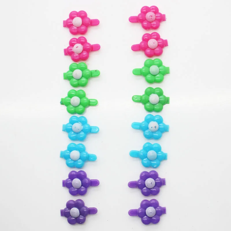 16Pcs/ set mini hair clips girl's cute flower shape plastic hair clips