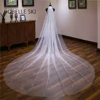 Bling Cathedral Long Wedding Veil with Comb Glitters Bridal Veil 3.5 Meters X 3 Meters Ivory Champagne Bruidssluier Sluier