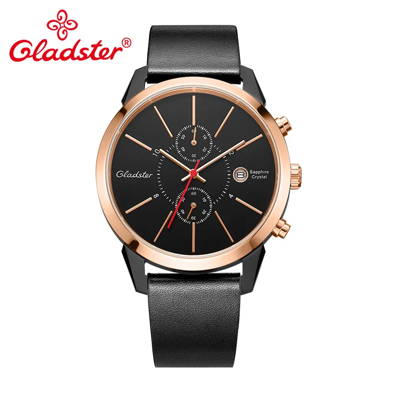 

Gladster Luxury Japan MIYOTA OS11 Chronograph Wristwatch Casual Fashion Leather Calendar Men Watch Waterproof Male Quartz Clock