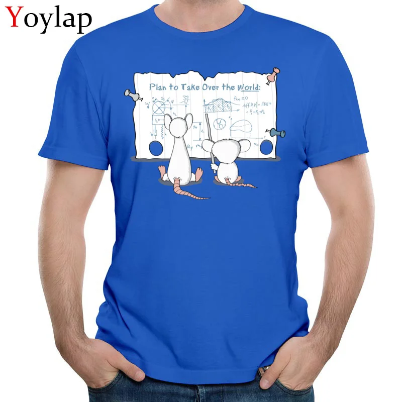  Summer T-shirts Brand New Crewneck Taking Over the World 100% Cotton Men Tops T Shirt Geek Short Sleeve Sweatshirts blue