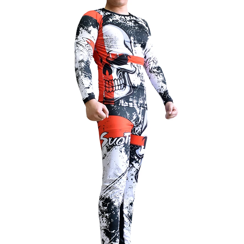 Спортивная футболка SUOTF MMA Rashguard для бокса + брюки одежда фитнеса эластичные трико