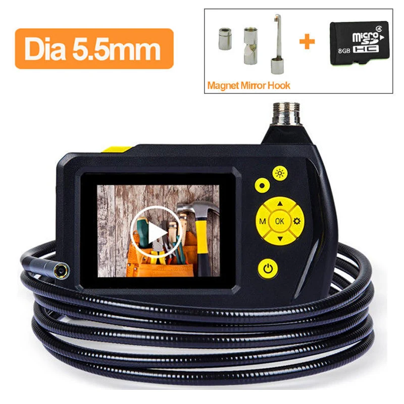 

Free shipping!8GB NTS100 Endoscope 5.5mm Borescope Snake Inspection Camera+Hook/Mirror/Magnet