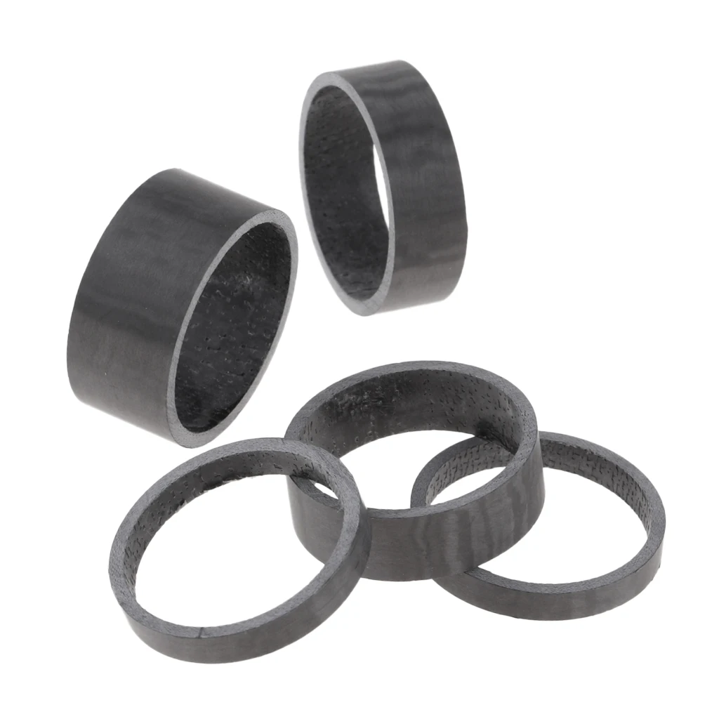 5Pcs/Set Bicycle 1-1/8inch Carbon Fiber Bike MTB Headset Stem 5/10/15/mm Washer Spacer Set Kit Accessories