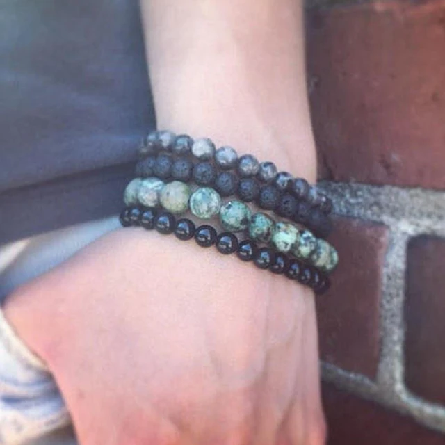 African T Urquoise Onyx Lava Stone Labradorite Bracelet Set African T Urquoise Onyx Lava Stone Labradorite Bracelet Set Natural Stacking Bracelets
